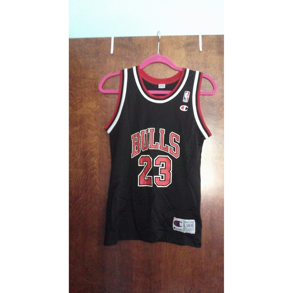 Champion Basketball Jersey Kids L 14-16 Black Michael Jordan Bulls #23